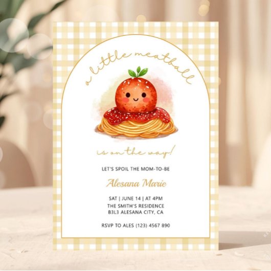 Modern Meatball Italian Baby Shower Invitation Kaart