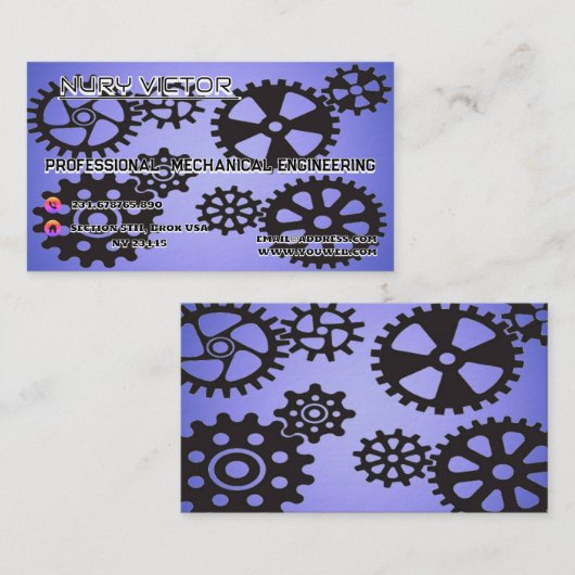 Modern Mechanic Pro Bedrijfsnaam Kaart Visitekaartje (Voorkant / Achterkant)