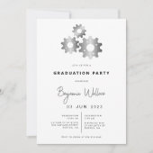 Modern Mechanical Engineer Graduation Party Invite Kaart (Voorkant)