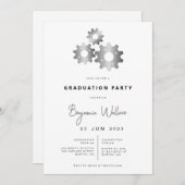 Modern Mechanical Engineer Graduation Party Invite Kaart (Voorkant / Achterkant)