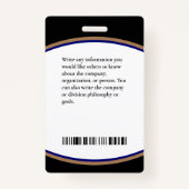 Modern Medewerker Bar Code Logo ID Aangepaste Kaar Badge (Achterkant)
