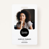 Modern Medewerker Foto ID Kaart QR Code Wit Badge (Voorkant)