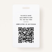 Modern Medewerker Foto ID Kaart QR Code Wit Badge (Achterkant)
