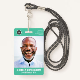 Modern Medewerker Fotonaam Barcode Ronde Logo Badge