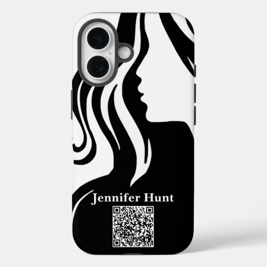 Modern, Medewerker, Zwart-wit QR-code Case-Mate iPhone Case (Achterkant)