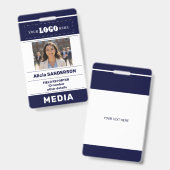 Modern media press custom logo photo ID Badge (Voor- en achterkant)