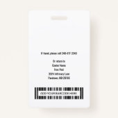 Modern Medical Center Zurse Foto ID Badge (Achterkant)