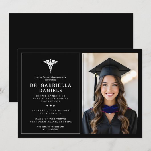 Modern Medical School Graduate Doctor Graduation Kaart (Voorkant / Achterkant)