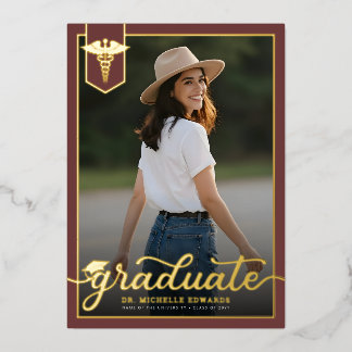 Modern Medical School Graduate Photo Graduation Folie Uitnodiging