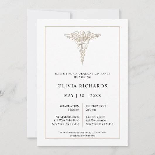 Modern Medical School Graduation Party Kaart (Voorkant)