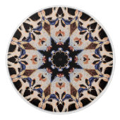 Modern Medieval Mandala Mosaic Tile Cream Blue Keramische Knop (Voorkant)