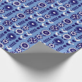 Modern medio Century Cute Floral Pattern Blue Whit Cadeaupapier (Hoek)