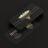 Modern Medisch Arts Monogram Caduceus Zwart Goud Visitekaartje
