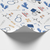 Modern Medisch Arts Verpleegkundige Patroon Cadeaupapier (Hoek)