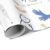 Modern Medisch Arts Verpleegkundige Patroon Cadeaupapier (Rol Hoek)
