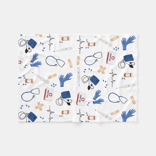 Modern Medisch Arts Verpleegkundige Patroon Fleece Deken (Voorkant (Horizontaal))