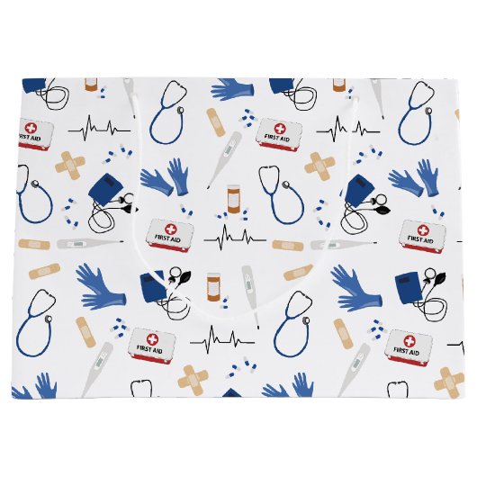 Modern Medisch Arts Verpleegkundige Patroon Groot Cadeauzakje (Voorkant)