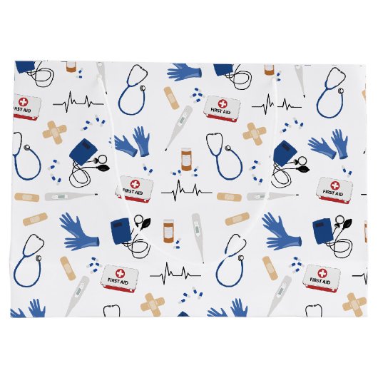 Modern Medisch Arts Verpleegkundige Patroon Groot Cadeauzakje (Achterkant)