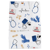 Modern Medisch Arts Verpleegkundige Patroon Medium Cadeauzakje (Achterkant)