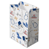 Modern Medisch Arts Verpleegkundige Patroon Medium Cadeauzakje (Achterkant Gekanteld)