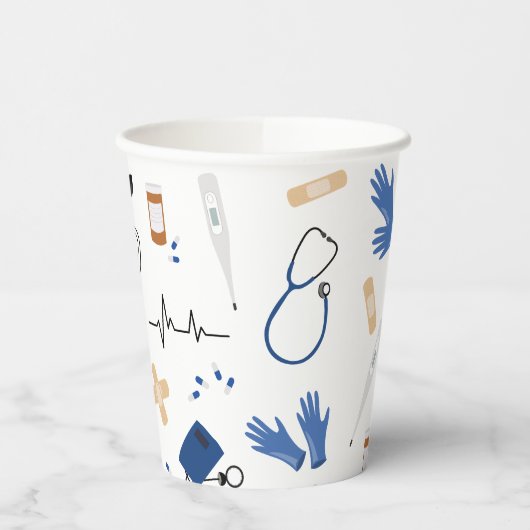 Modern Medisch Arts Verpleegkundige Patroon Papieren Bekers