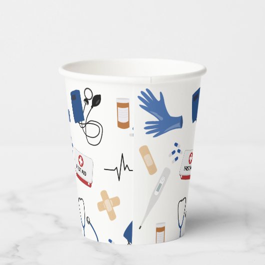 Modern Medisch Arts Verpleegkundige Patroon Papieren Bekers (Rechts)