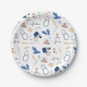 Modern Medisch Arts Verpleegkundige Patroon Papieren Bordje (Voorkant)