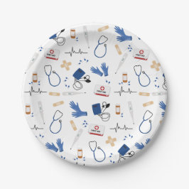 Modern Medisch Arts Verpleegkundige Patroon Papieren Bordje