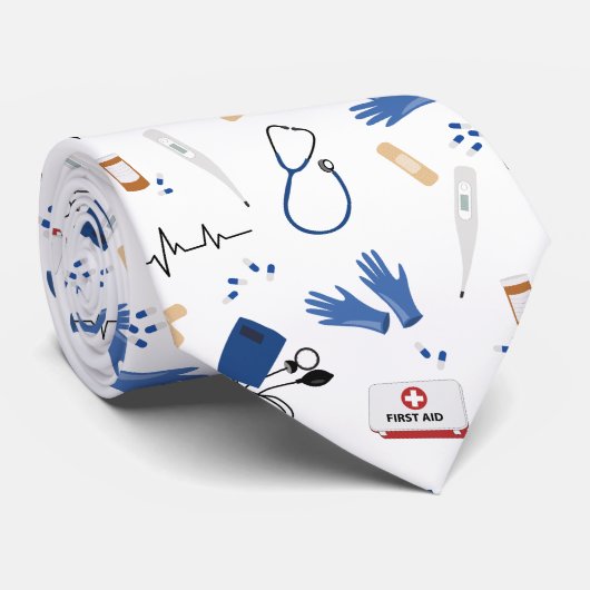 Modern Medisch Arts Verpleegkundige Patroon Stropdas (Opgerold)