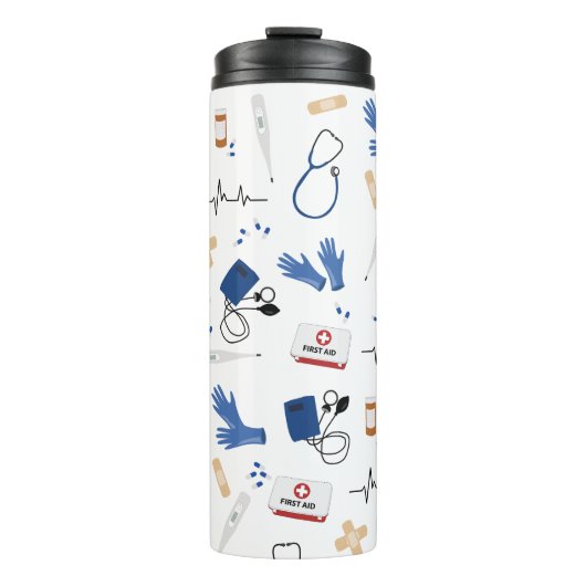 Modern Medisch Arts Verpleegkundige Patroon Thermosbeker (Voorkant)
