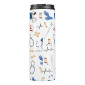 Modern Medisch Arts Verpleegkundige Patroon Thermosbeker (Achterkant)