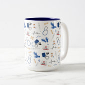 Modern Medisch Arts Verpleegkundige Patroon Tweekleurige Koffiemok (Voorkant rechts)