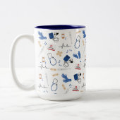 Modern Medisch Arts Verpleegkundige Patroon Tweekleurige Koffiemok (Links)