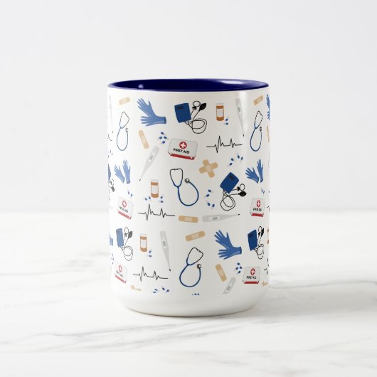 Modern Medisch Arts Verpleegkundige Patroon Tweekleurige Koffiemok (Center)