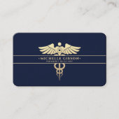 Modern Medisch Professioneel Monogram Caduceus Bla Visitekaartje (Voorkant)