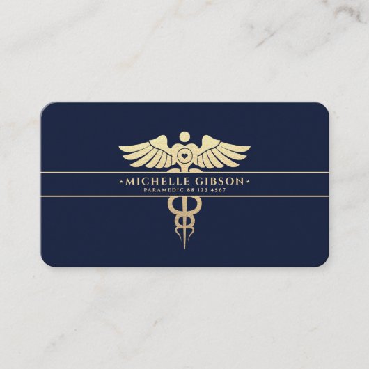 Modern Medisch Professioneel Monogram Caduceus Bla Visitekaartje (Voorkant)