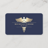 Modern Medisch Verpleegkundige Monogram Caduceus M Visitekaartje (Voorkant)