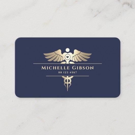 Modern Medisch Verpleegkundige Monogram Caduceus M Visitekaartje (Voorkant)