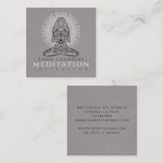 Modern Meditation Instructor Lotus Pose Mandala Vierkante Visitekaartje (Voorkant / Achterkant)