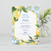 Modern mediterraan blauw & citroenen Vrijgezellenf Kaart (Staand voorkant)