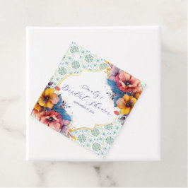 Modern Mediterraan Blauw Tegels Vrijgezellenfeest Bedankjes Labels