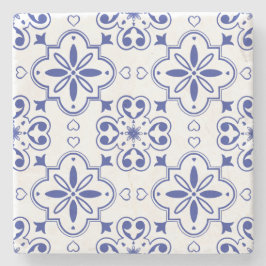 Modern Mediterraan Portugees Blauw Wit Azulejo Stenen Onderzetter