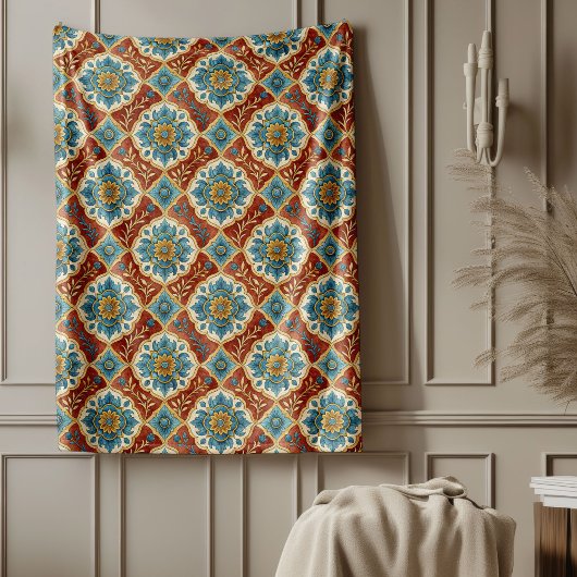 Modern mediterraan Tegel-geïnspireerd ontwerp Fleece Deken