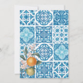 Modern Mediterraans Citroenblauw Tegels Bruiloft Kaart (Achterkant)