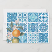 Modern Mediterraans Citroenblauw Tegels Bruiloft Save The Date (Achterkant)
