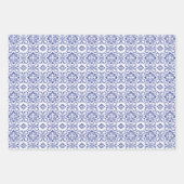 Modern Mediterranean Blue Mosaic Wedding Inpakpapier Vel (Voorkant 2)