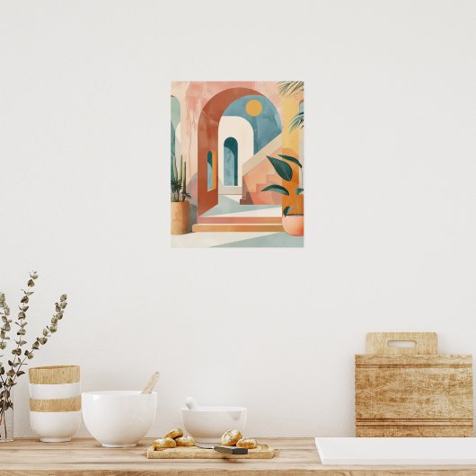 Modern Mediterranean Boho Arch Wall Art Print (Keuken)