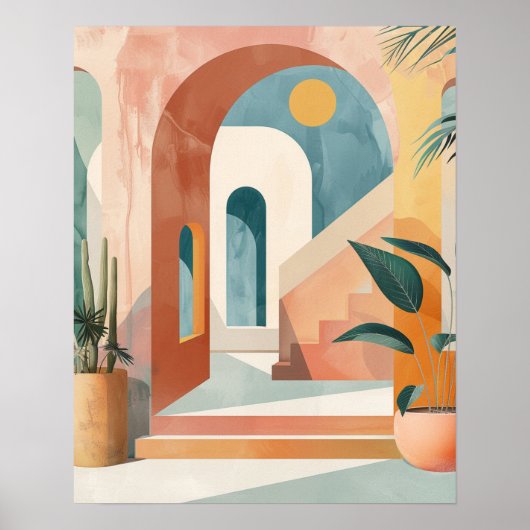 Modern Mediterranean Boho Arch Wall Art Print (Voorkant)