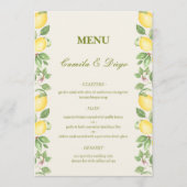 Modern Mediterranean Olive Lemon Elegant Wedding Menu (Voorkant)