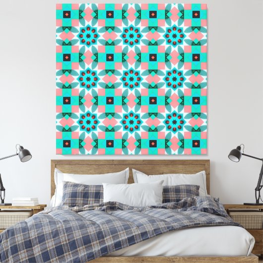 Modern Mediterranean Star Tile Pattern Accent Pill Canvas Afdruk (Insitu (Slaapkamer))